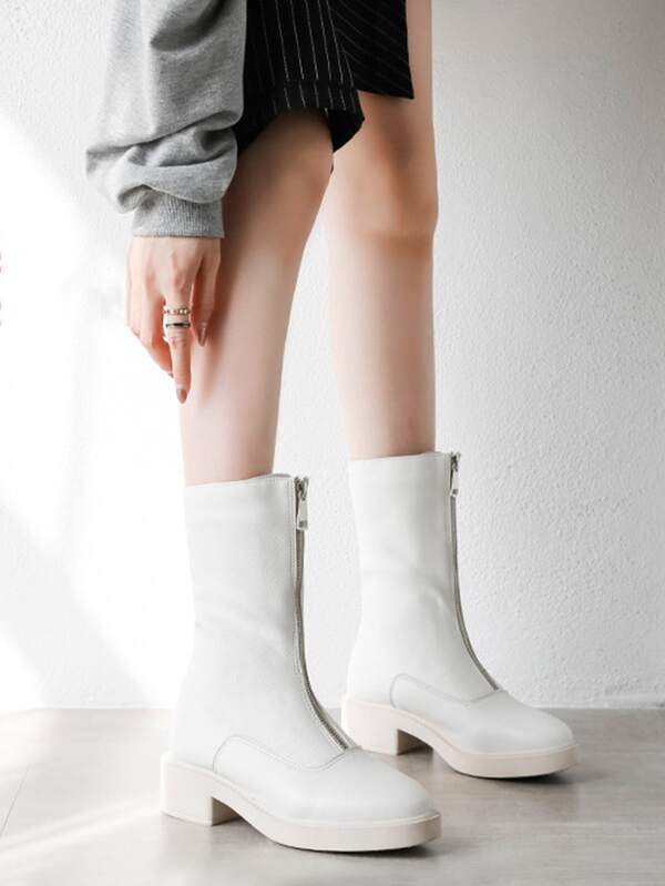 Zipper Front Combat Boots SHEIN USA