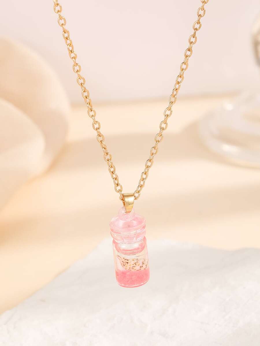 夜光漂流瓶吊墜項鍊 - 彩色 - 查看 1