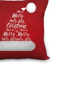 1入組聖誕標語圖案靠墊套不附帶墊芯 - 紅白色 - 查看 4