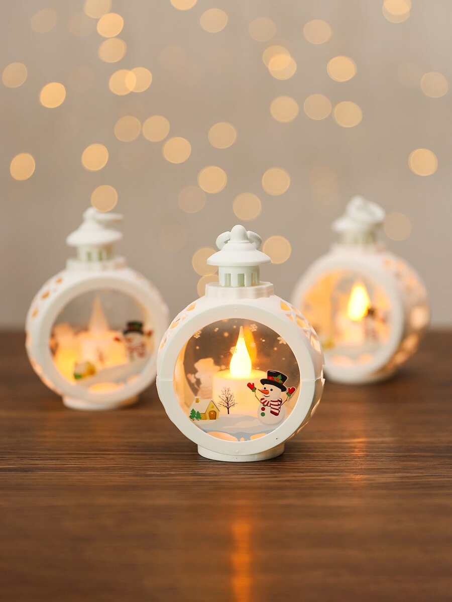 1 pieza Luz decorativa Navidad con muñeca de nieve - Amarillo - Ver 1