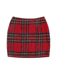 Tartan Bodycon Skirt - Red - View 2