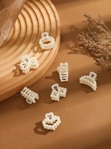 7 件仿珍珠装饰发夹优雅、发饰、爪夹、发夹、发夹