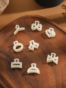 7 件仿珍珠装饰发夹优雅、发饰、爪夹、发夹、发夹