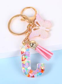 1入組蝴蝶&字母設計鑰匙扣 - 彩色 - 查看 2