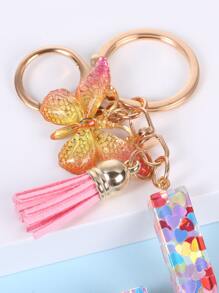 1入組蝴蝶&字母設計鑰匙扣 - 彩色 - 查看 3