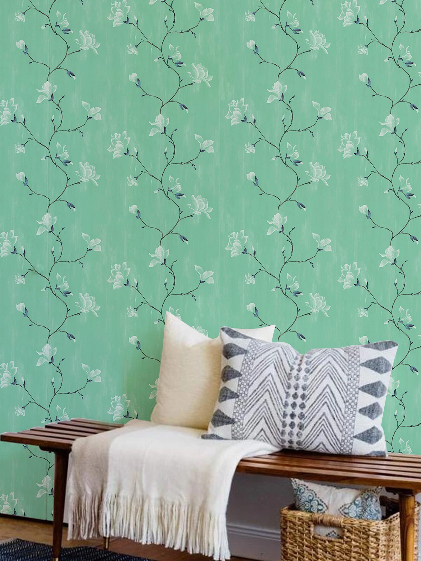 1roll Flower Pattern Wall Paper Homestickers