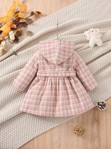 Em bé Áo khoác Thắt lưng Nút phía trước Sọc ca rô Giải trí - Nhiều màu - Xem 2