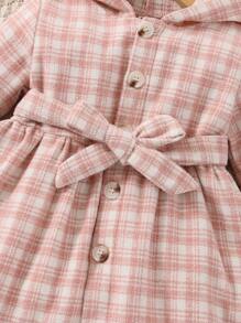 Em bé Áo khoác Thắt lưng Nút phía trước Sọc ca rô Giải trí - Nhiều màu - Xem 6