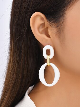 椭圆形吊坠耳环