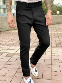 Manfinity Mode Men Slant Pocket Suit Trousers - Black - View 3
