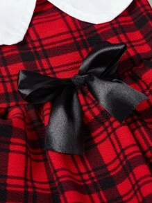 PETSIN 1pc Pet Dog/Cat Christmas Plaid Puff Sleeve Dress - Multicolor - View 8