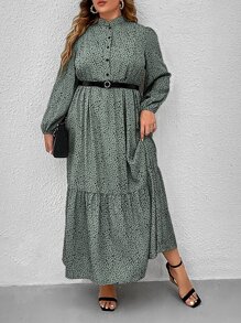 SHEIN Clasi Vestido camisero con estampado sin cinturón - verde menta - Ver 1