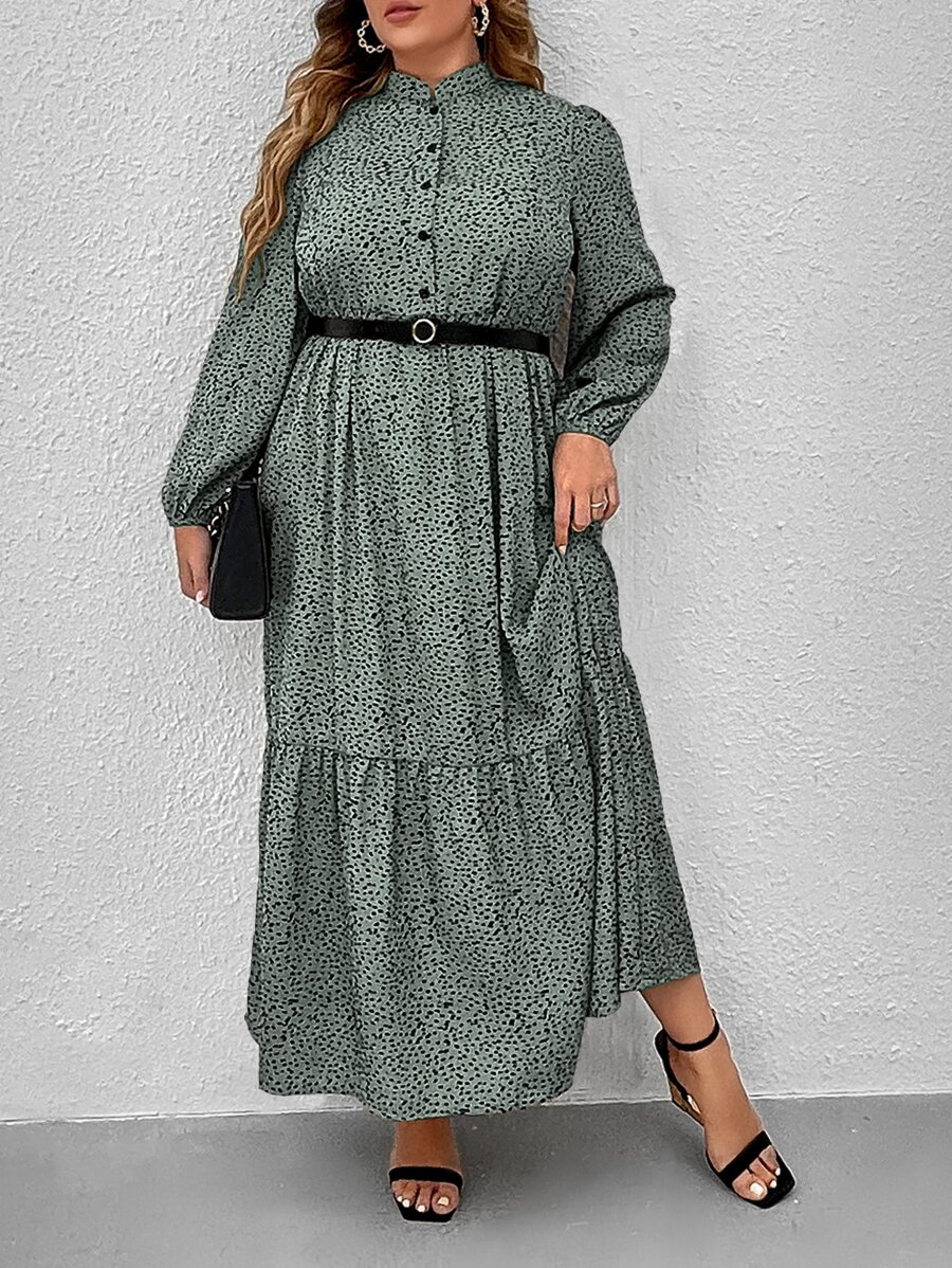 SHEIN Clasi Vestido camisero con estampado sin cinturón - verde menta - Ver 1