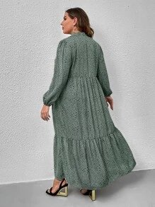 SHEIN Clasi Vestido camisero con estampado sin cinturón - verde menta - Ver 2