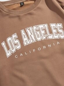 EASEVO Men Plus Letter Graphic Sweatshirt - Brown - View 3