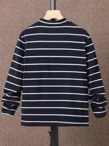 SHEIN Boys Striped Print Tee - Blue and White - View 2