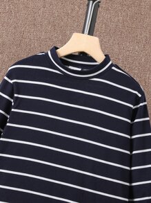 SHEIN Boys Striped Print Tee - Blue and White - View 3