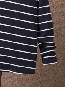 SHEIN Boys Striped Print Tee - Blue and White - View 4