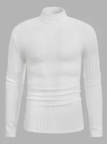 Manfinity RebelGame Tops Nam Đắp vá Gân đan màu trơn Giải trí - trắng - Xem 1