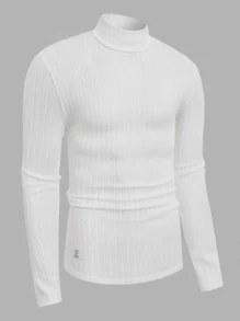 Manfinity RebelGame Tops Nam Đắp vá Gân đan màu trơn Giải trí - trắng - Xem 2