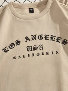 Manfinity Men Letter Graphic Sweatshirt & Joggers - Apricot - View 3