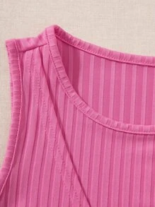 SHEIN Unity 交叉後綁帶短款背心 - 玫紅色 - 查看 5