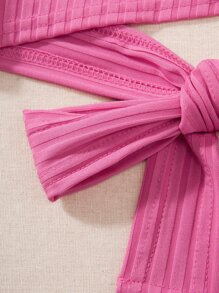 SHEIN Unity 交叉後綁帶短款背心 - 玫紅色 - 查看 7