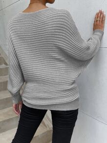 EMERY ROSE Jersey unicolor de manga murciélago - Gris Claro - Ver 2