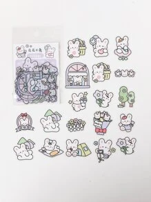 40入組卡通動物和植物印花貼花 - 彩色 - 查看 1