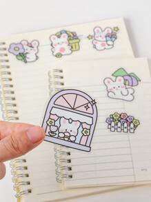 40入組卡通動物和植物印花貼花 - 彩色 - 查看 3