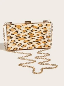 Mini Leopard Print Chain Box Bag