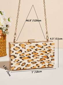 Mini Leopard Print Chain Box Bag