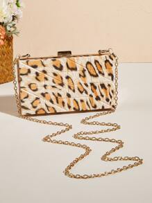 Mini Leopard Print Chain Box Bag