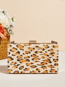 Mini Leopard Print Chain Box Bag
