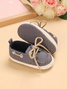 Baby Boy Lace Up Front Flats - Grey - View 2