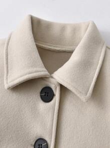 SHEIN 小女童蝴蝶結褶皺下擺腰帶花呢外套