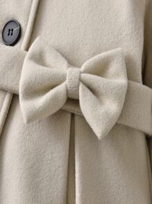 SHEIN 小女童蝴蝶結褶皺下擺腰帶花呢外套