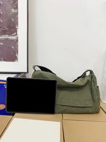 High School Students University Freshman Multifunctional Sling Bag Shoulder Bag Casual Bag Men Minimalist Flap Messenger Bag, Handbag Schoolbag For Travel, College, Outdoors, Sports, Commute Crossbody Bag Side Bag Holiday Essentials Lightweight Carry On With Adjustable Strap Hobo Bags Fabric Portable Outdoor Men Gifts Present Valentines Gifts Halloween Christmas Men Bag School Bag Student Bag Book Bag Scream - Green - View 3