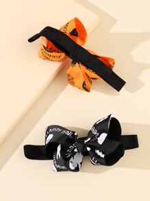 Halloween 2pcs Baby Ghost Pattern Headband - Multicolor - View 2