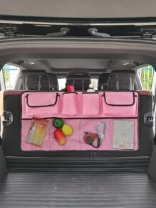 Car Backseat Hanging Storage Organizer Bag, Large Capacity - Pink - View 1