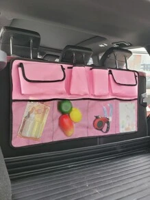 Car Backseat Hanging Storage Organizer Bag, Large Capacity - Pink - View 2