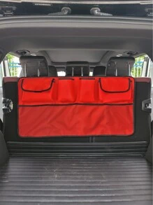 1pc Car Seat Back Hanging Storage Bag - Red - View 1