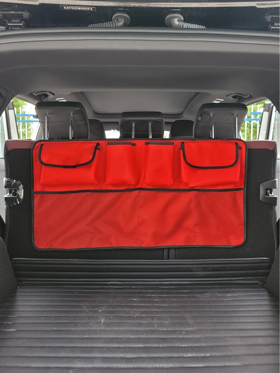1pc Car Seat Back Hanging Storage Bag - Red - View 1