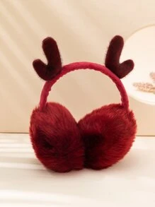 Máy Tính Nữ Dễ Thương Nhung Chủ Đề Giáng Sinh Sang Trọng Ấm Áp Thời Trang Bịt Tai - Màu Đỏ Sâu - Xem 1