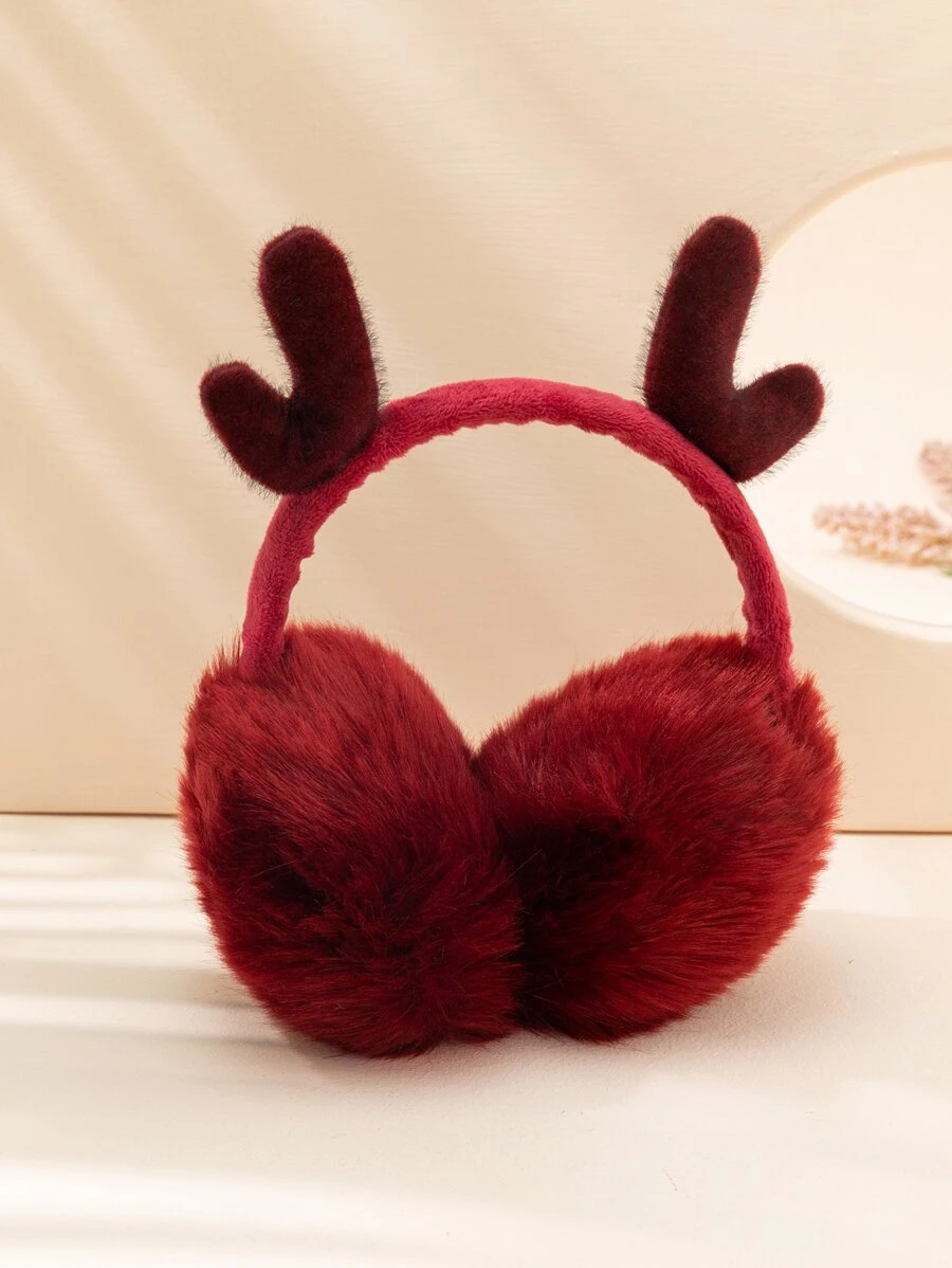 Máy Tính Nữ Dễ Thương Nhung Chủ Đề Giáng Sinh Sang Trọng Ấm Áp Thời Trang Bịt Tai - Màu Đỏ Sâu - Xem 1