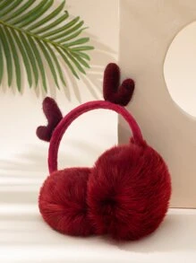 Máy Tính Nữ Dễ Thương Nhung Chủ Đề Giáng Sinh Sang Trọng Ấm Áp Thời Trang Bịt Tai - Màu Đỏ Sâu - Xem 2