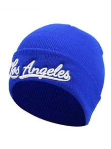 1 chiếc mũ len dệt kim thêu logo Los Angeles cá nhân hóa dành cho nam, phong cách đường phố mùa đông. - Màu xanh lam - Xem 9