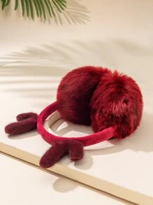 Máy Tính Nữ Dễ Thương Nhung Chủ Đề Giáng Sinh Sang Trọng Ấm Áp Thời Trang Bịt Tai - Màu Đỏ Sâu - Xem 3