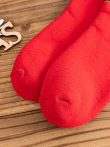 1 Par De Calcetines De Media Pantorrilla De Navidad Para Hombres Con Tela Afelpada Gruesa - Multicolor - Ver 4