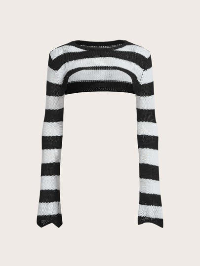 Striped Pattern Shrug Sweater